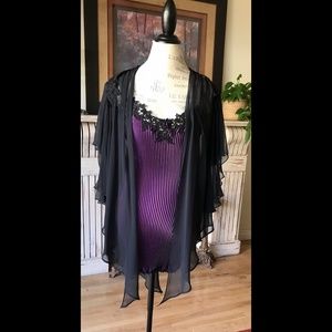 JONQUIL BY DIANE SAMANDI Gorgeous Grape Purple Black Pleated NWOT Lacy N…